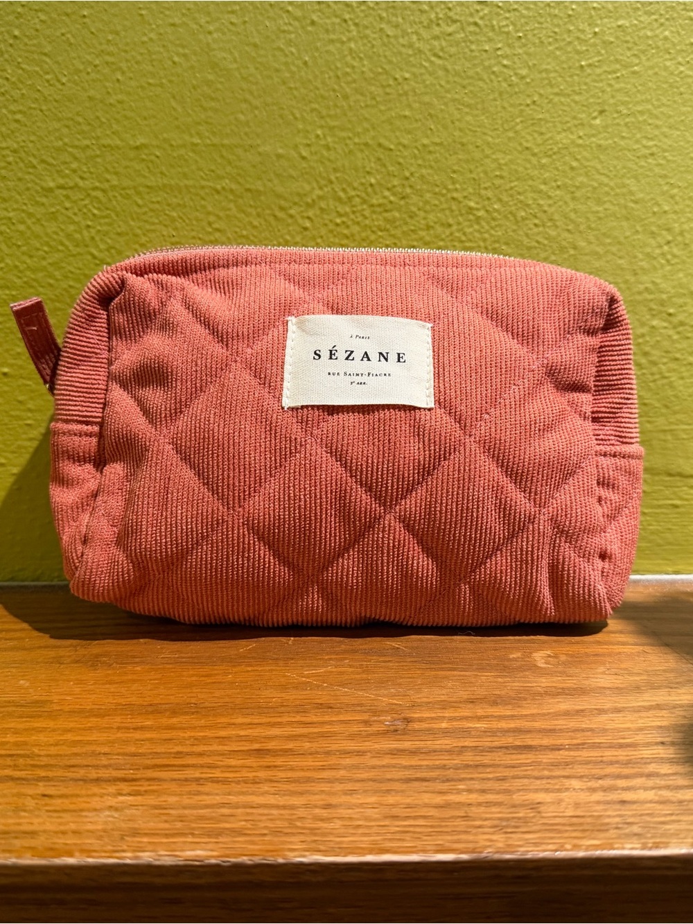 Sézane Quilted Corduroy Cosmetic Pouch - Dusty Rose